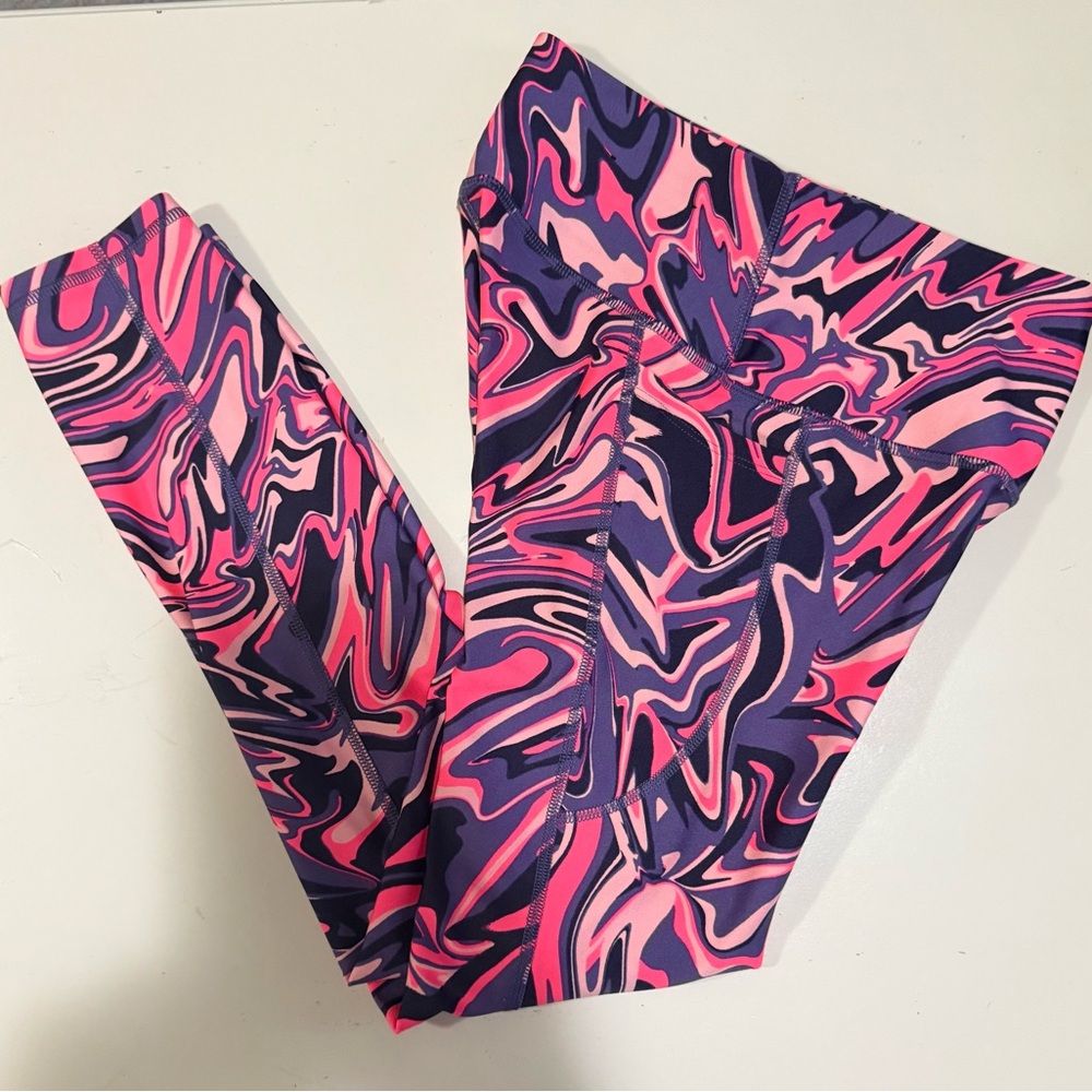 Under Armour Compression Leggings High Waist Purple Pink Swirl NWOT Size S